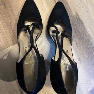 Salvatore Ferragamo Black Suede Evening Heels with original box